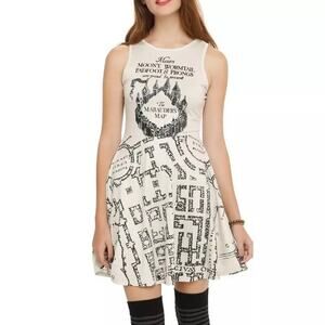 Harry Potter The Marauder's Map Dress Hot‎ Topic Sleeveless Summer Skater Size S